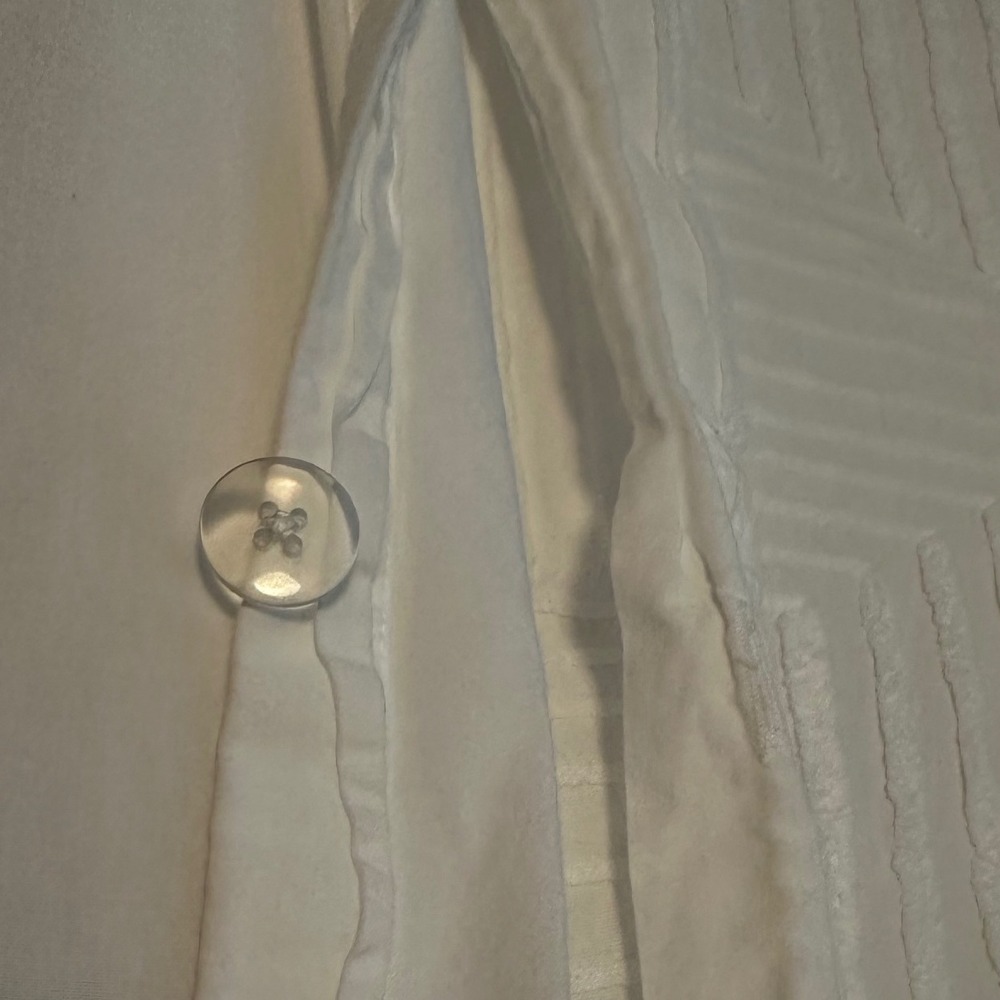 West Elm King Duvet Cover White 100% Cotton Tufted Geometric Textured Coastal - Picture 3 of 6